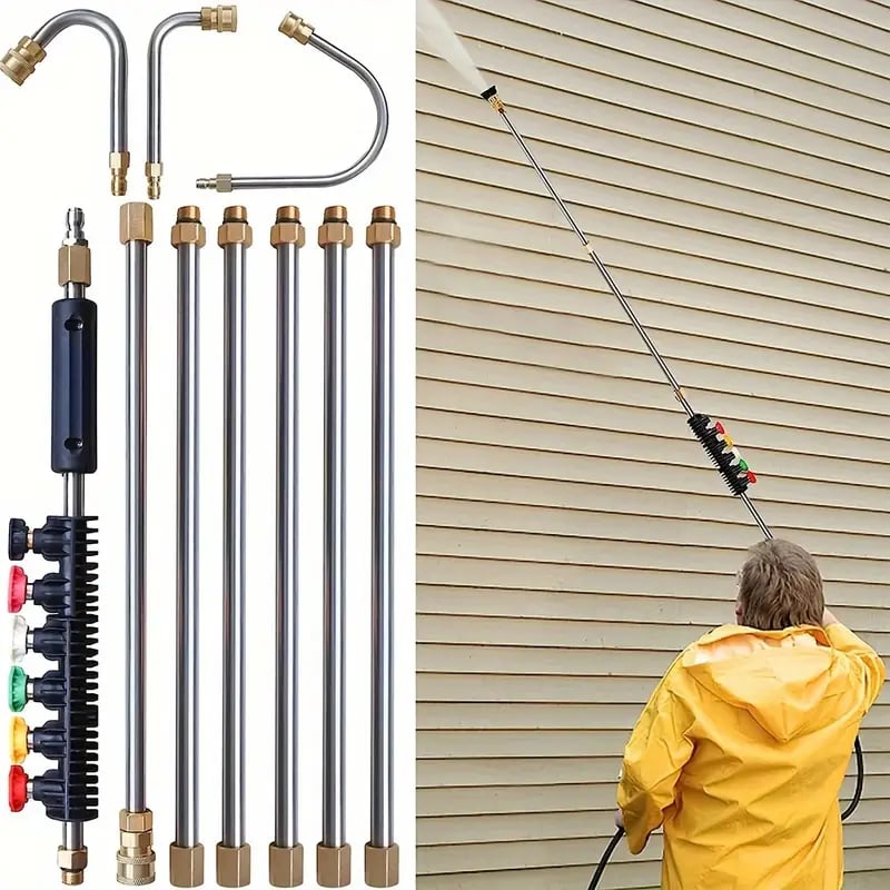 Mosrugs | 4000 PSI Telescoping Pressure Washer Wand Kit for Easy Gutter, Roof, and Wall Cleaning
