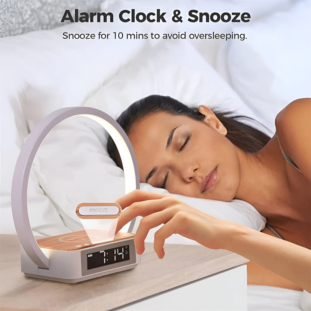 Mosrugs | GlowMax 3-in-1 LED Table Lamp – Wireless Charger, Alarm Clock & Touch Control