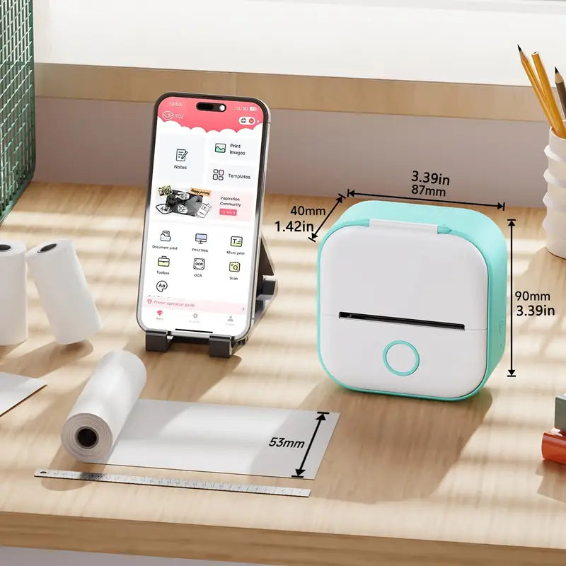 Mosrugs | Mini Wireless Pocket Printer – Portable Bluetooth Thermal Printer for Photos, Labels & Notes