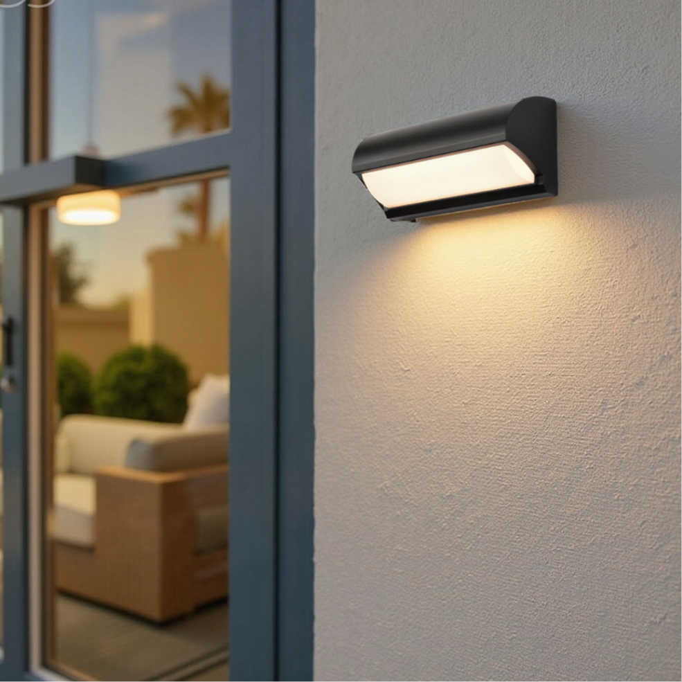 Mosrugs | Modern Black Outdoor LED Wall Light – Weatherproof Warm Lighting for Garden, Patio & Entryways