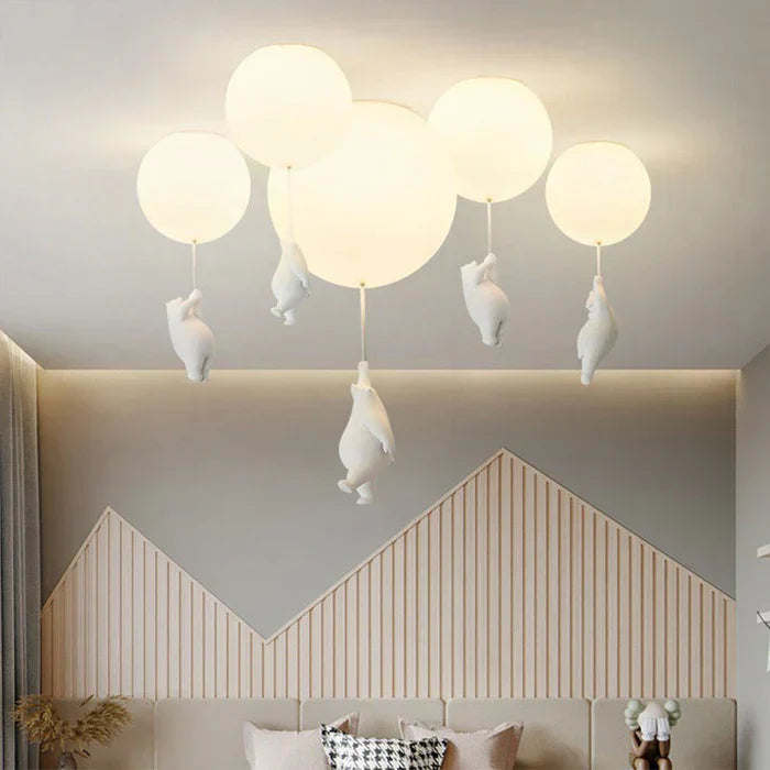 Mosrugs | CloudBear Kids Ceiling Light – Bear & Balloon LED Pendant Lamp for Nursery and Bedroom Decor