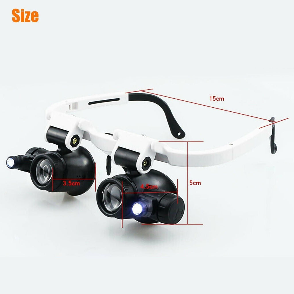 Mosrugs | Adjustable Headband Magnifier with LED Light & 8 Lenses – Perfect for Jewelry, Watch Repair & Engraving