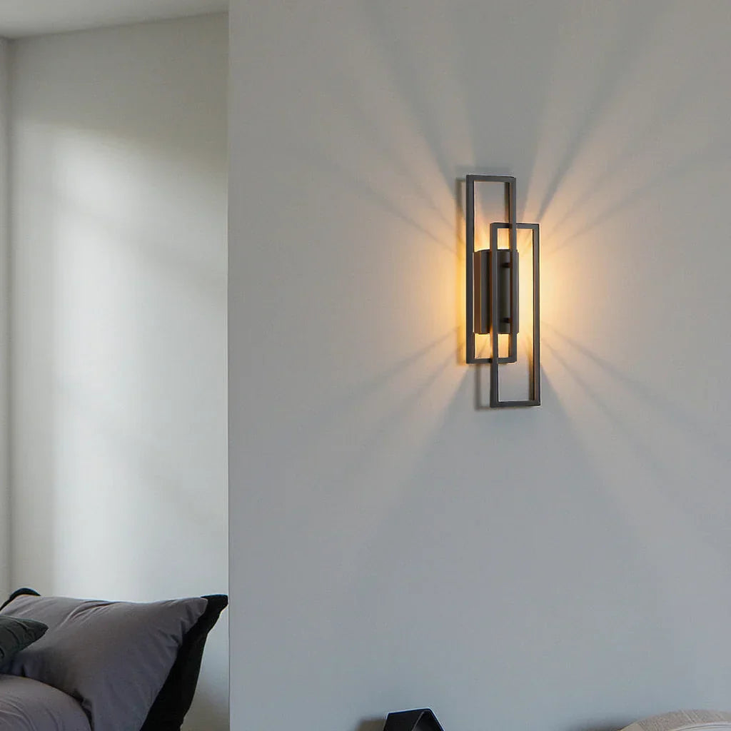Mosrugs | Modern Geometric LED Wall Light – Rectangle Design with Remote Dimming (Black or Copper Finish)