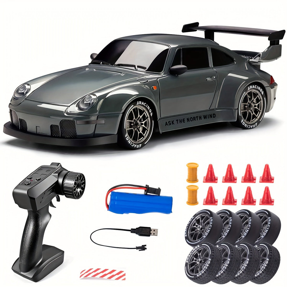 Mosrugs | 1:24 RC Drift Car | 4WD, LED Wheels & USB Rechargeable for Indoor and Outdoor Racing Fun