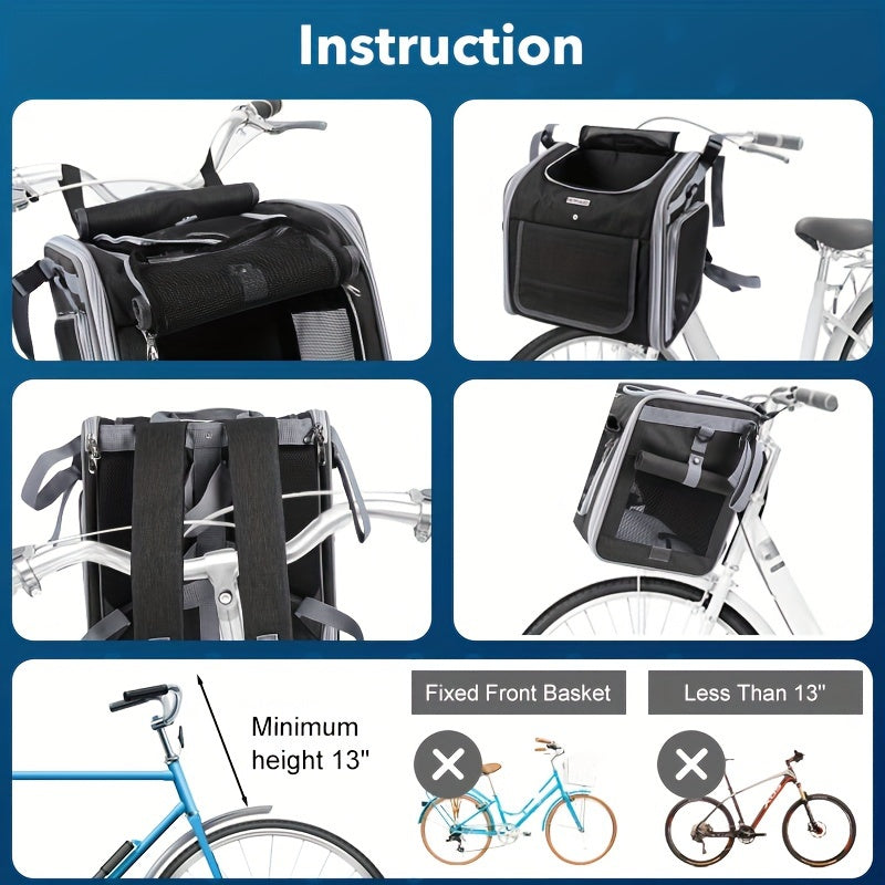 Mosrugs | Expandable Pet Bike Basket – Comfortable & Safe Bicycle Carrier for Small Dogs and Cats
