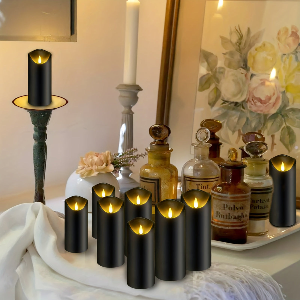 Mosrugs | MystiFlame - 5-Piece LED Candle Set with Black Finish