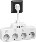 Mosrugs | Swivel Wall-Mounted Power Strip with Independent Switches – 3 Outlets + 2 USB-A + 1 USB-C Ports