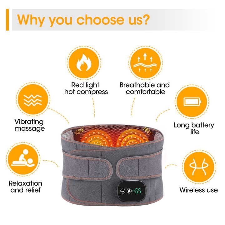 Mosrugs | Infrared Back Support Belt | Adjustable Heat & Vibration for Pain Relief and Muscle Relaxation