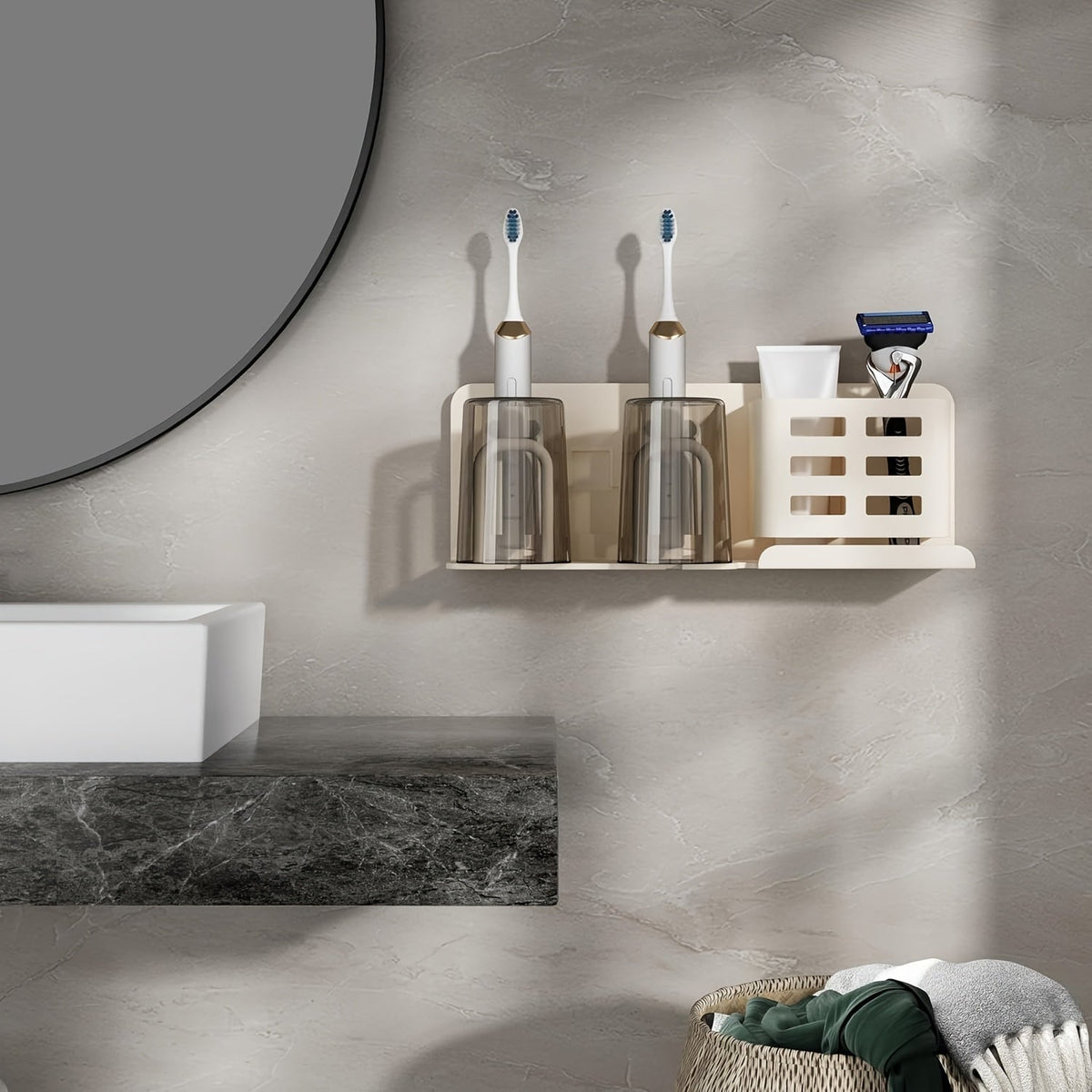 Mosrugs | BristleHub Wall-Mounted Electric Toothbrush Holder – Aluminium Bathroom Organiser with Drainage Holes
