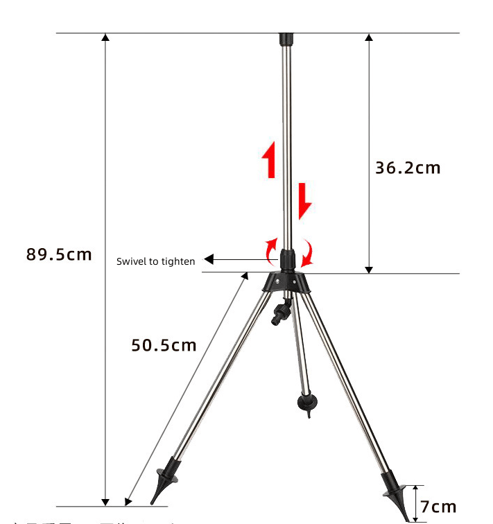 Mosrugs | Adjustable 360° Garden Sprinkler on Tripod – Stainless Steel Height-Adjustable Lawn Irrigation System