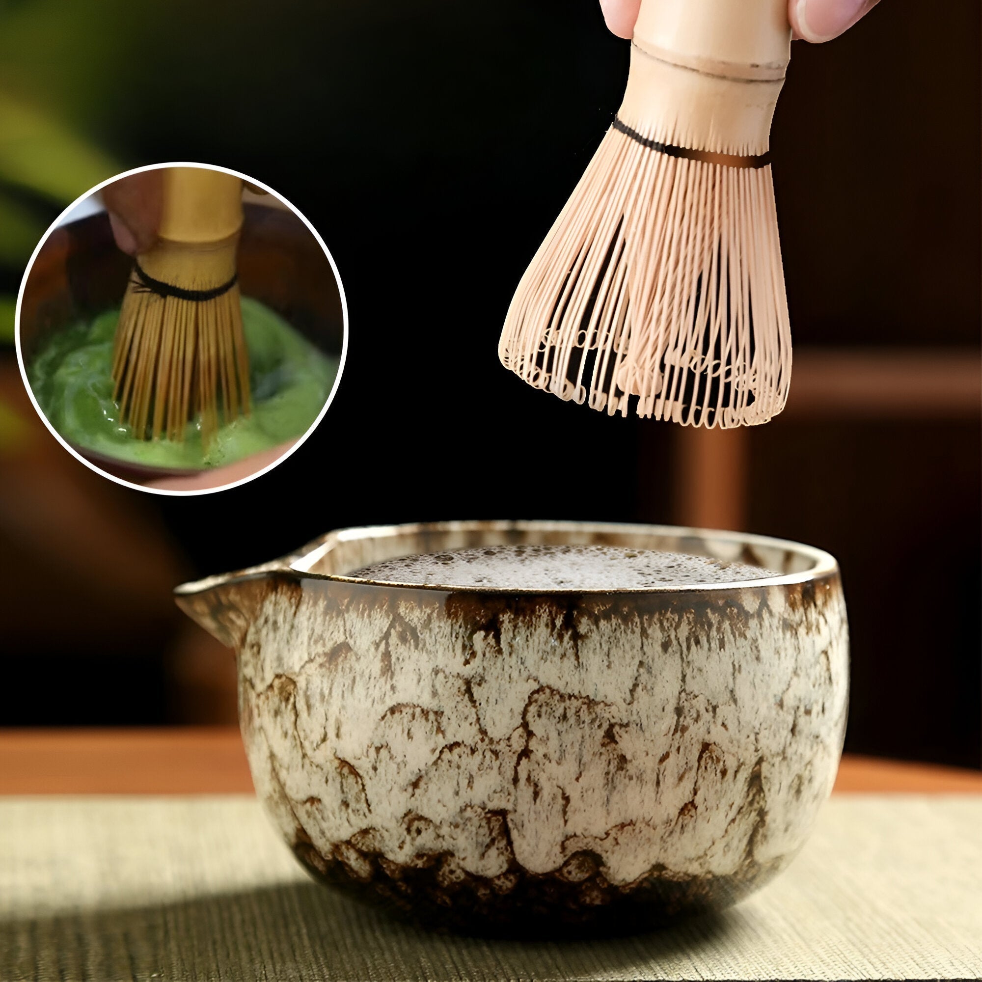 Mosrugs | Traditional Matcha Tea Set – 6-Piece Authentic Japanese Matcha Kit – Premium Bamboo & Ceramic