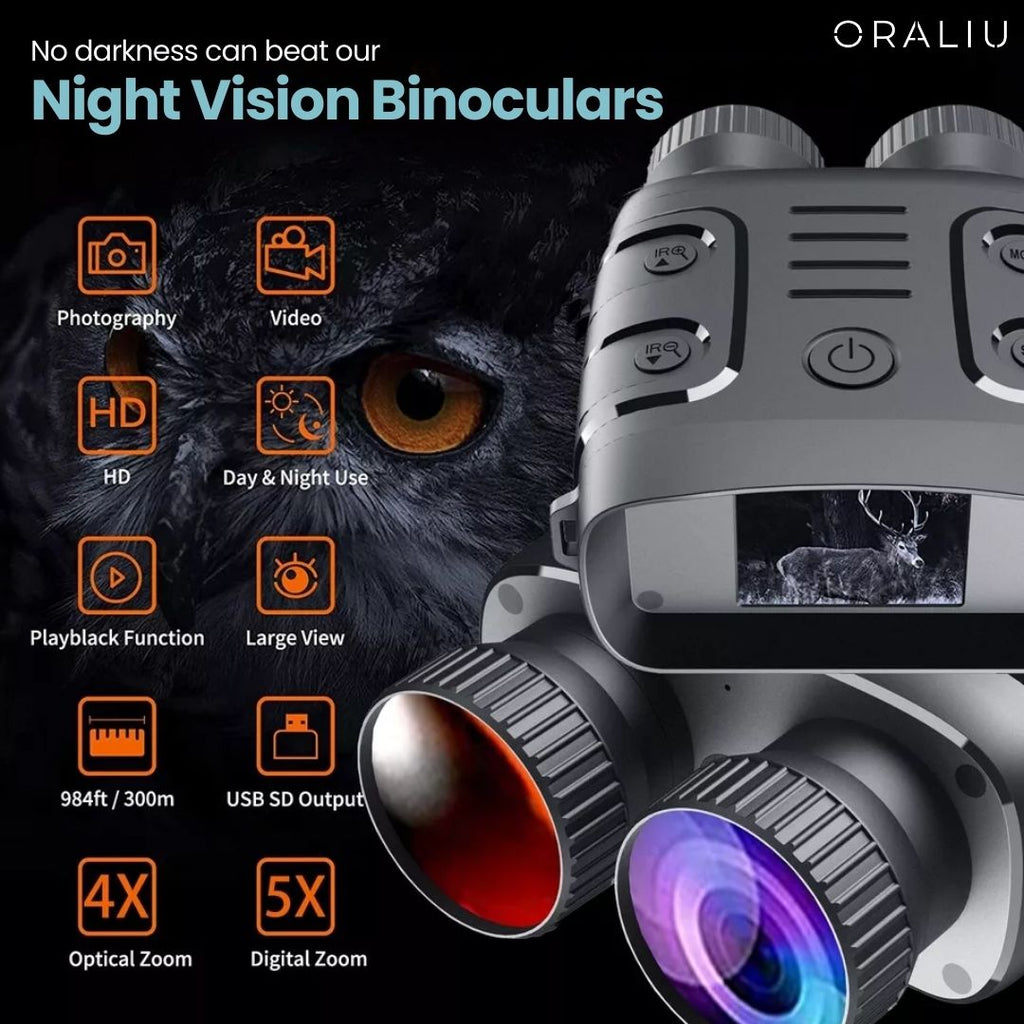 Mosrugs | Digital Night Vision Binoculars – 5x Zoom, Infrared, HD Quality