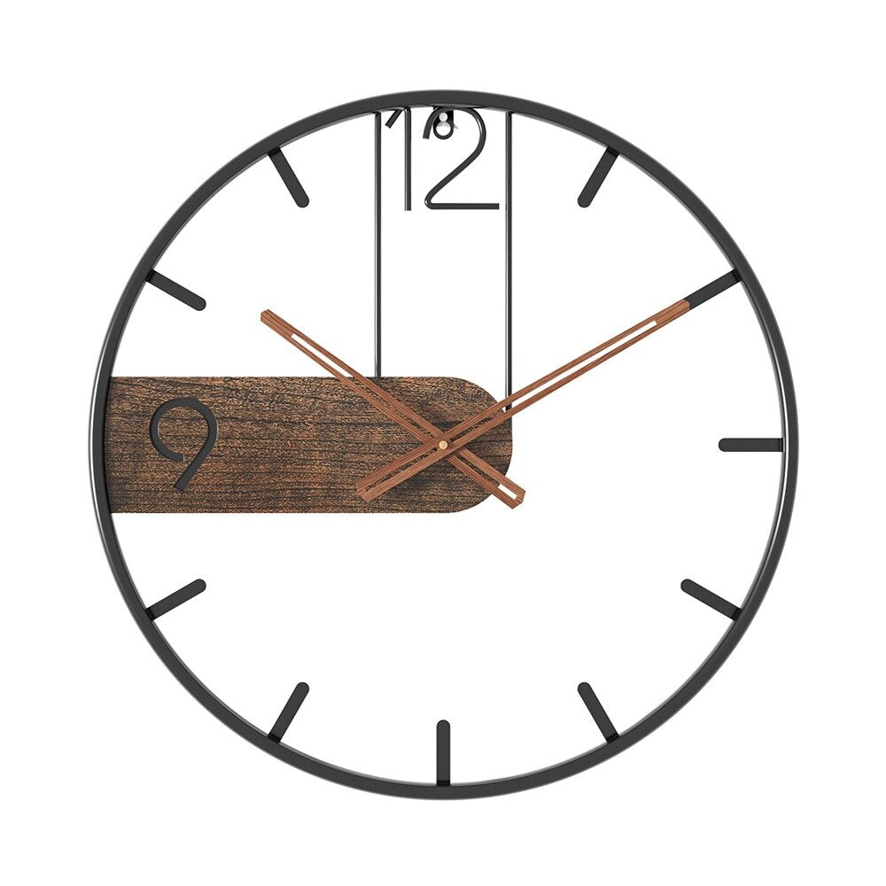 Mosrugs | Steel-Walnut Wall Clock | Modern Industrial Design with Walnut Wood
