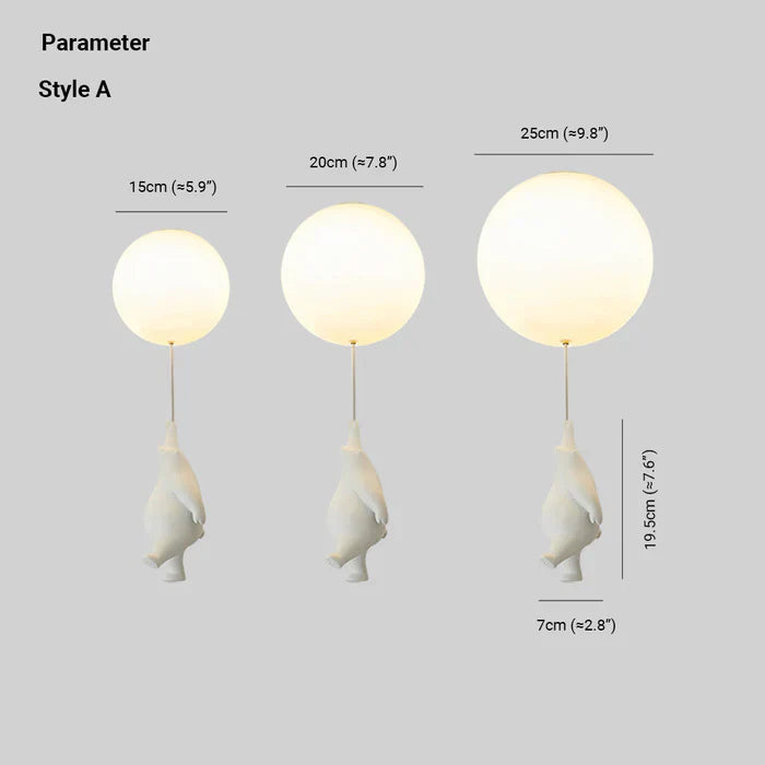 Mosrugs | CloudBear Kids Ceiling Light – Bear & Balloon LED Pendant Lamp for Nursery and Bedroom Decor