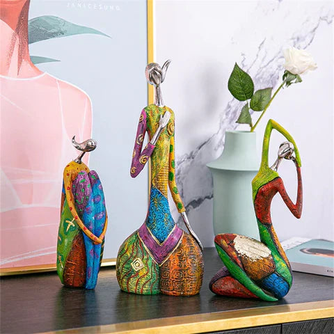 Mosrugs | Modern Abstract Woman Sculptures – Handcrafted Colourful Resin Art for Home Decor
