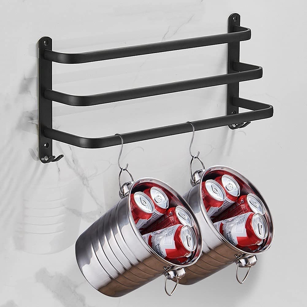 Mosrugs | FlexRack Wall-Mounted Bathroom Storage Shelf with Towel Holder – Space-Saving Aluminium Rack