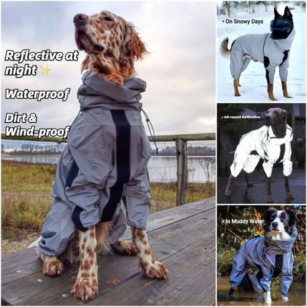 Mosrugs | Waterproof Dog Coat with Legs – Reflective Dog Rain Jacket for Small & Large Breeds | Best Rain Coat for Dogs UK