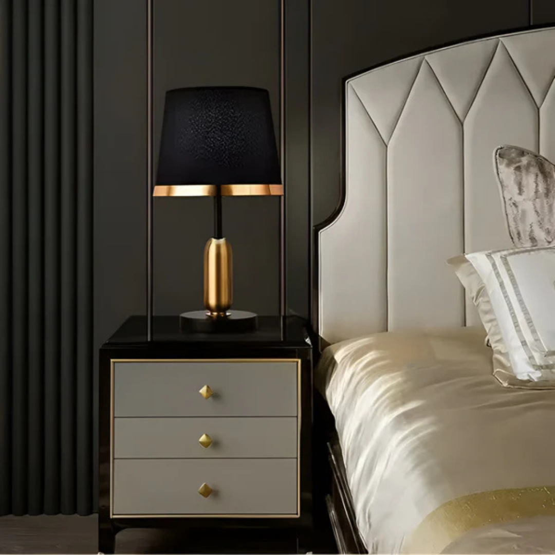 Mosrugs | Lumivara Modern Black Fabric Table Lamp – Elegant Home Lighting