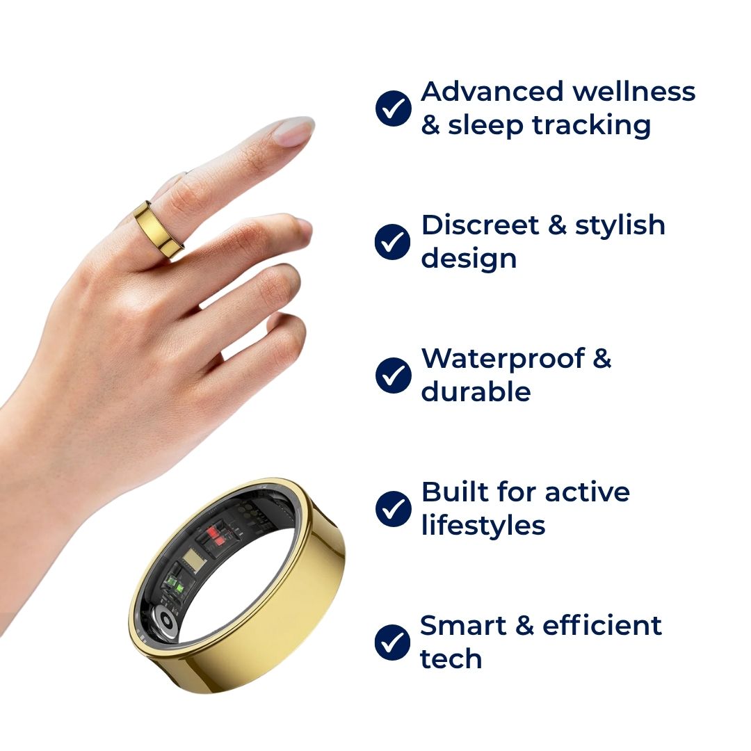 Mosrugs | Smart Ring Sleep & Wellness Tracker - Waterproof Fitness Tracker Ring for Active Lifestyles - Health Monitoring Device