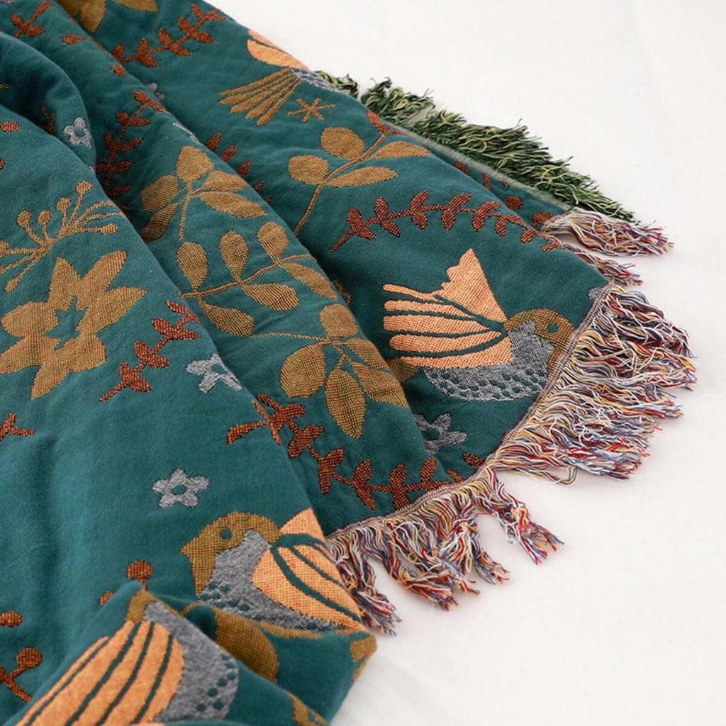 Mosrugs | Reversible Scandinavian Bird Throw Blanket – Cosy & Versatile for All Seasons