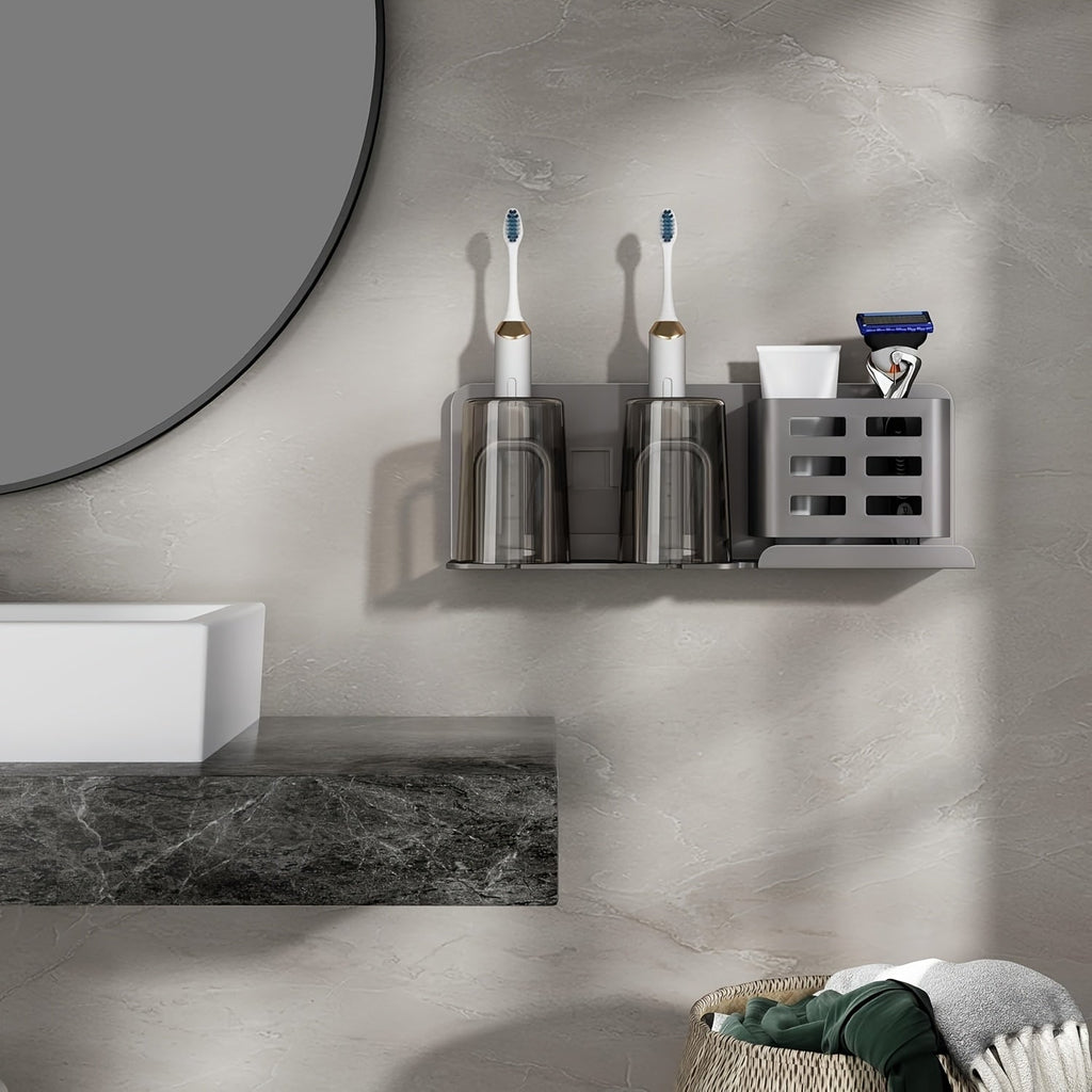 Mosrugs | BristleHub Wall-Mounted Electric Toothbrush Holder – Aluminium Bathroom Organiser with Drainage Holes