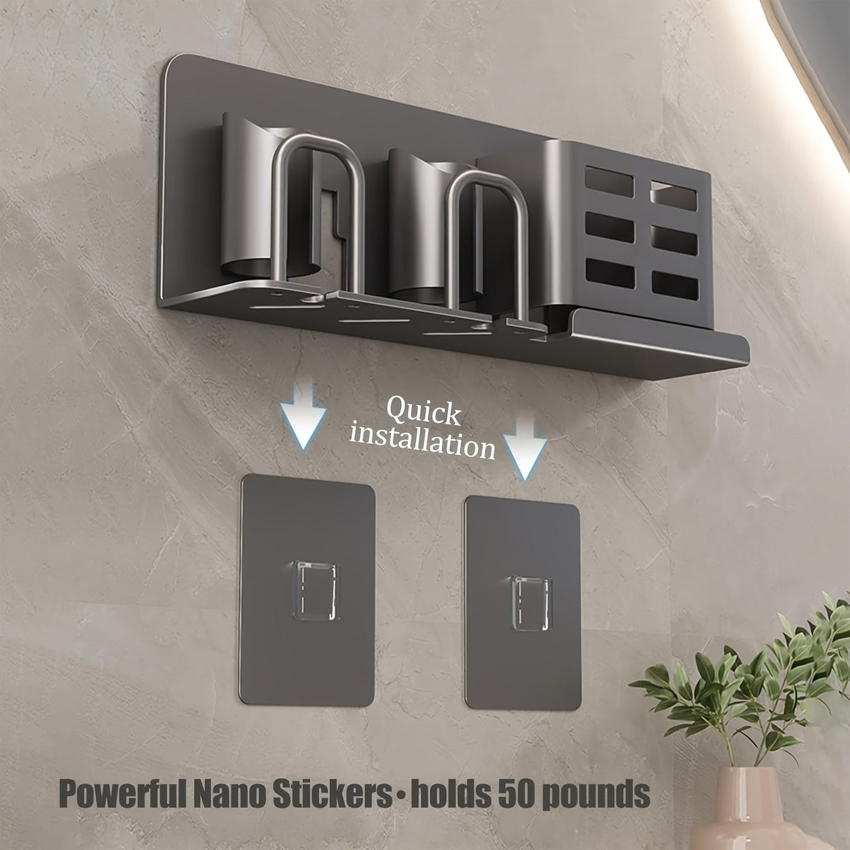 Mosrugs | BristleHub Wall-Mounted Electric Toothbrush Holder – Aluminium Bathroom Organiser with Drainage Holes