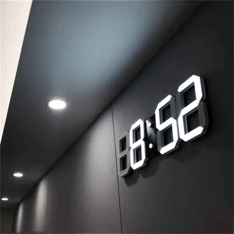 Mosrugs | PixelTime Clock – Modern 3D LED Digital Wall Clock with Temperature, Date & Alarm