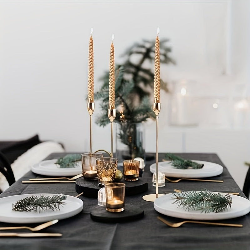 Mosrugs | MajesticFlicker – Sophisticated Black and Gold Candelabra Set for Elegant Events