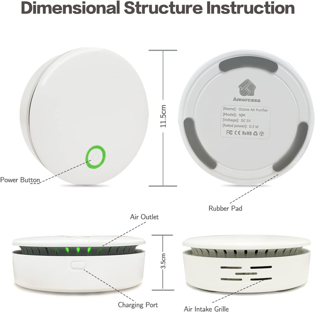 Mosrugs | FreshAir Ozone Odour Eliminator – Portable Air Purifier for Smoke, Pet Smells & Household Odours