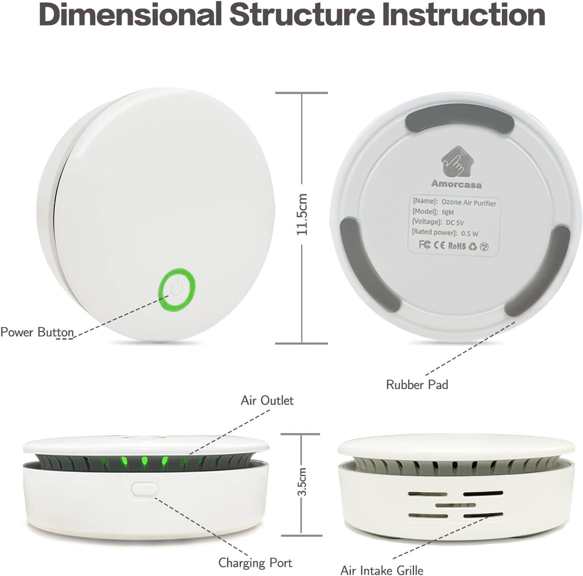Mosrugs | FreshAir Ozone Odour Eliminator – Portable Air Purifier for Smoke, Pet Smells & Household Odours
