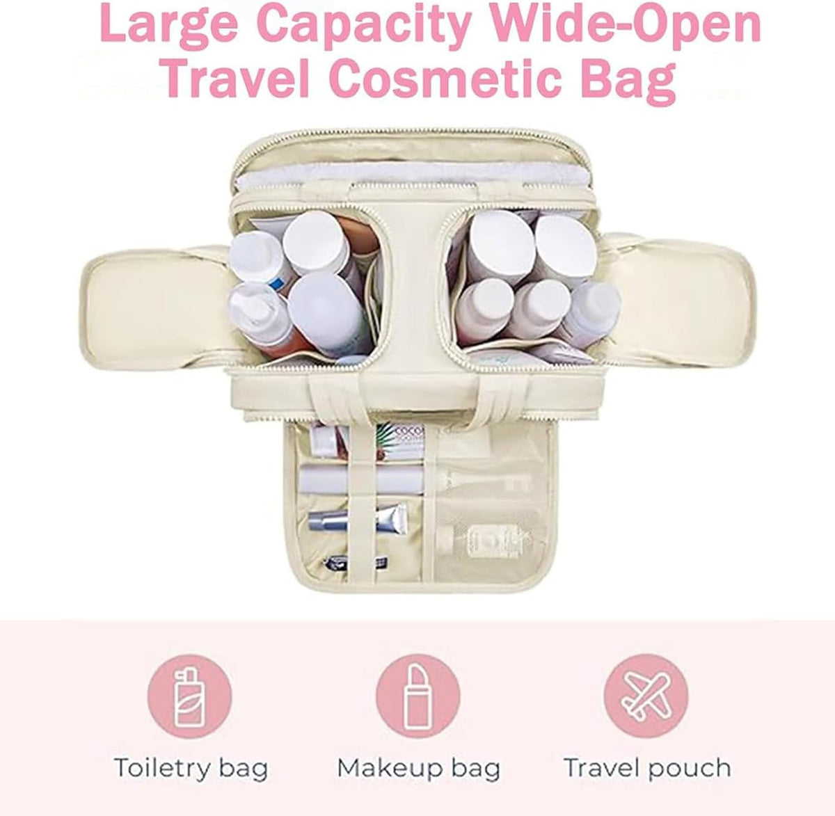 Mosrugs | 4-in-1 Puffy Toiletry Bag for Women – Large Travel Makeup & Skincare Organiser