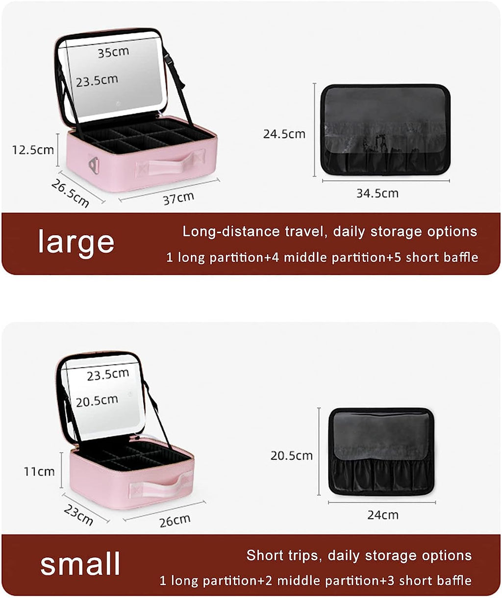 Mosrugs | Portable Travel Makeup Case with LED Mirror & Adjustable Light