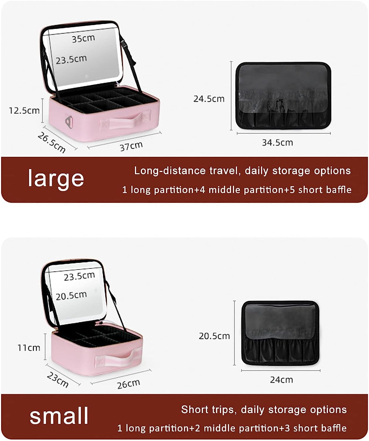 Mosrugs | Portable Travel Makeup Case with LED Mirror & Adjustable Light