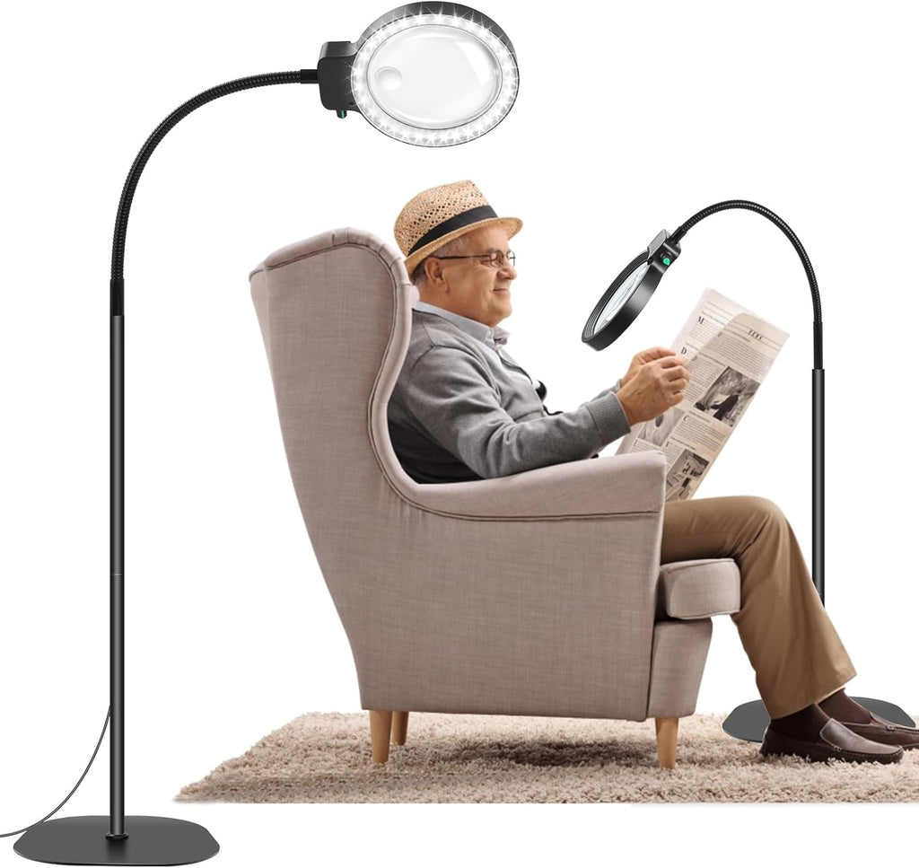 Mosrugs | Full-Page Magnifying Glass with LED Light – Hands-Free Reading Aid for Books, Crafts & Hobbies
