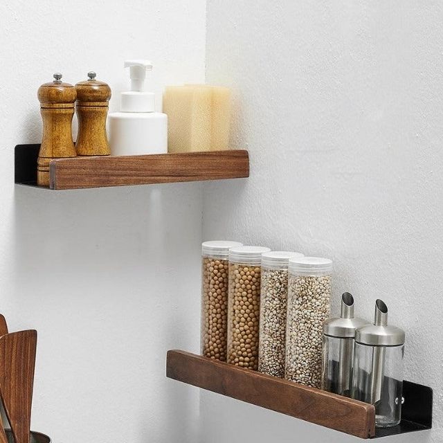 Mosrugs | Solid Wood Bathroom Shelf – No-Drill Wall Mounted Bathroom Organiser