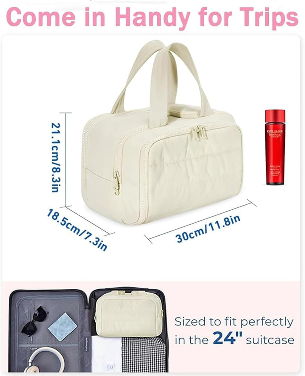 Mosrugs | 4-in-1 Puffy Toiletry Bag for Women – Large Travel Makeup & Skincare Organiser