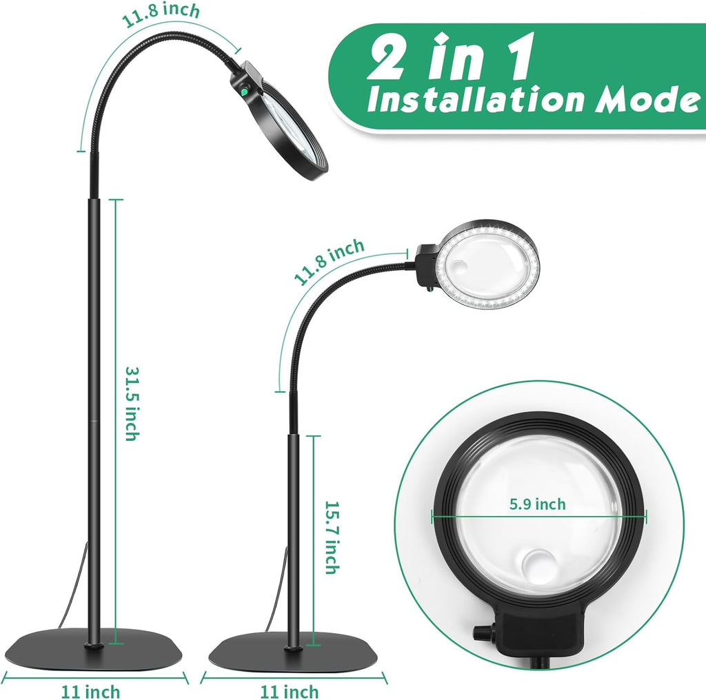 Mosrugs | Full-Page Magnifying Glass with LED Light – Hands-Free Reading Aid for Books, Crafts & Hobbies