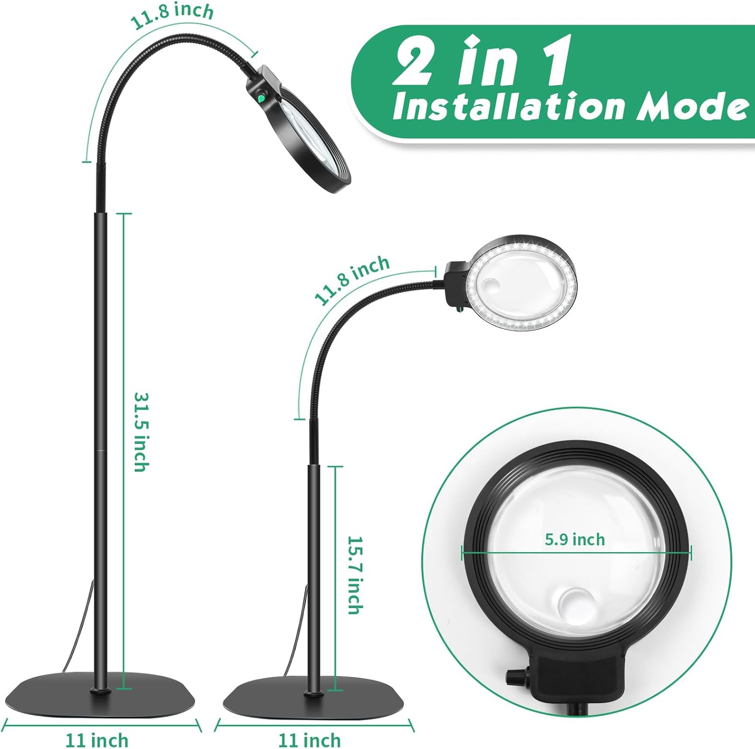Mosrugs | Full-Page Magnifying Glass with LED Light – Hands-Free Reading Aid for Books, Crafts & Hobbies