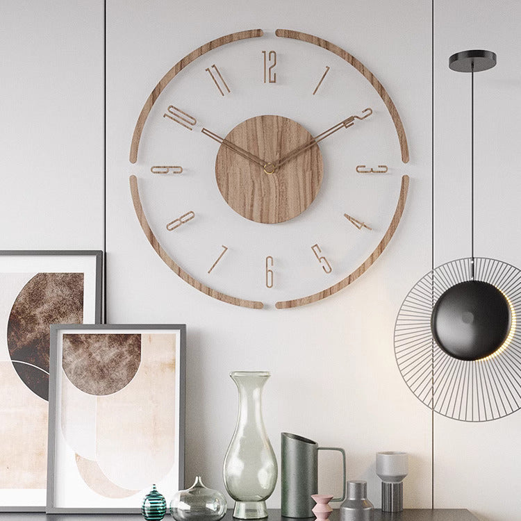 Mosrugs | WoodCraft | Nordic Solid Wood Wall Clock – Minimalist Silent Timepiece