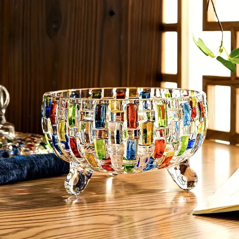 Mosrugs | LustreCharm Stained Glass Candy Jar with Lid – Colourful Decorative Storage Pot