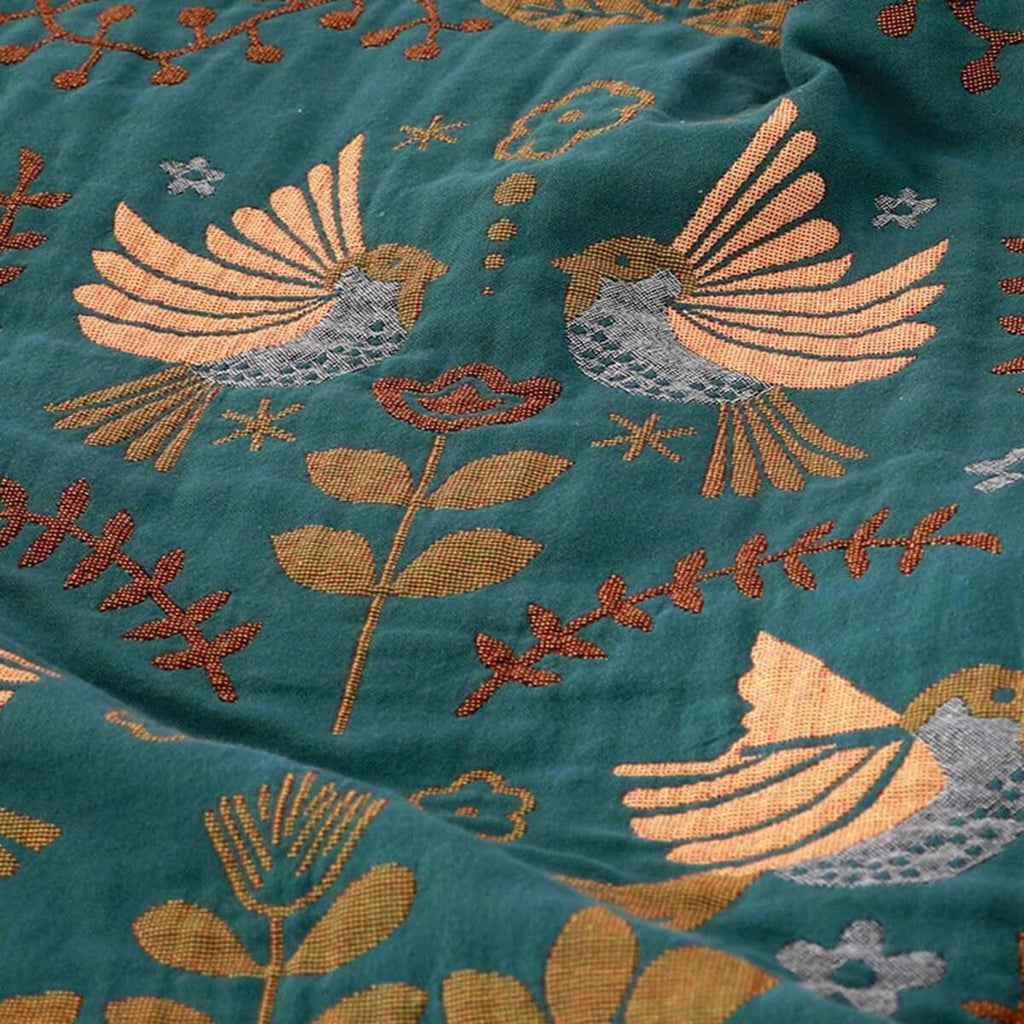 Mosrugs | Reversible Scandinavian Bird Throw Blanket – Cosy & Versatile for All Seasons