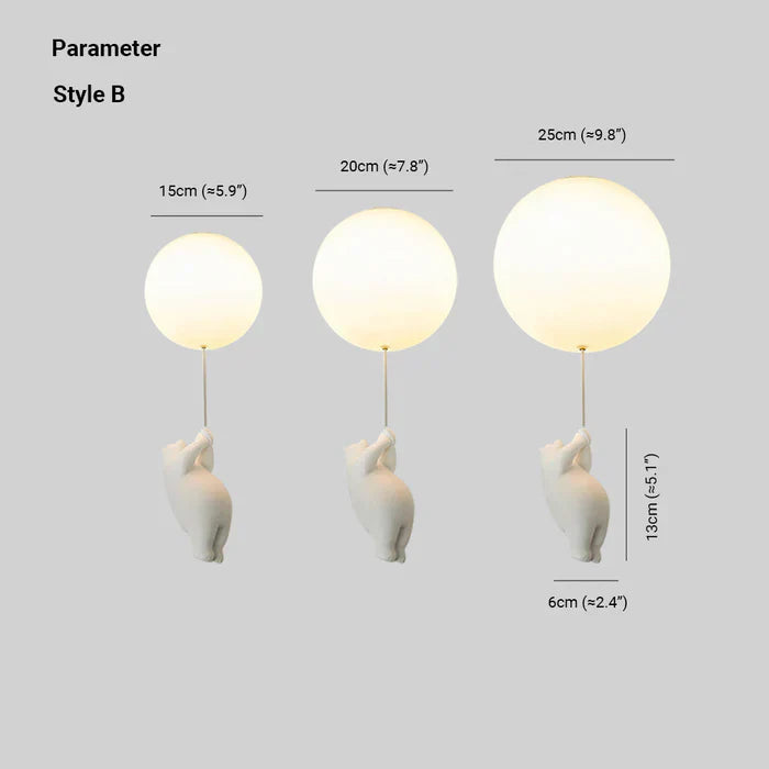 Mosrugs | CloudBear Kids Ceiling Light – Bear & Balloon LED Pendant Lamp for Nursery and Bedroom Decor