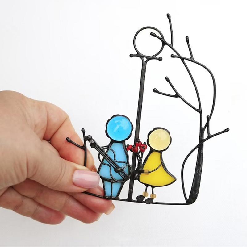 Mosrugs | Stained Glass Sun Catcher – Hand-Painted Hanging Angel Window Ornament