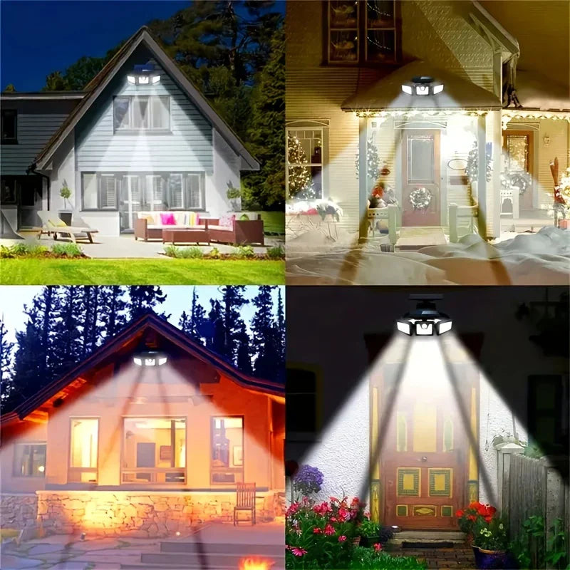 Mosrugs | Solar LED Floodlight with Motion Sensor – 3-Head Outdoor Security Lighting for Garden, Driveway & Garage
