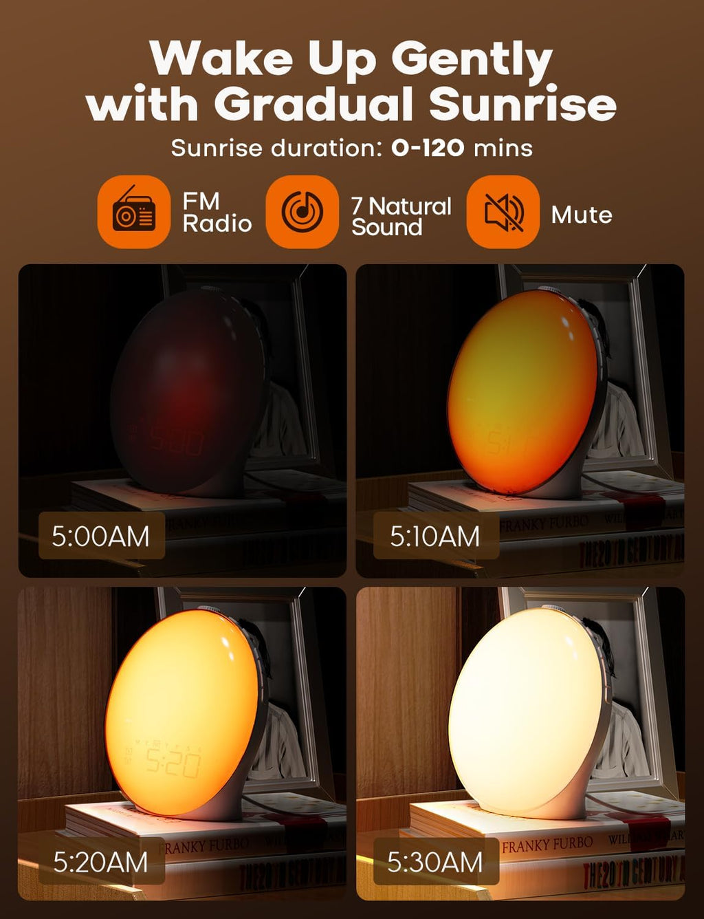 Mosrugs | GlowRise Natural Wake-Up Light Alarm Clock with Sunrise & Sunset Simulation