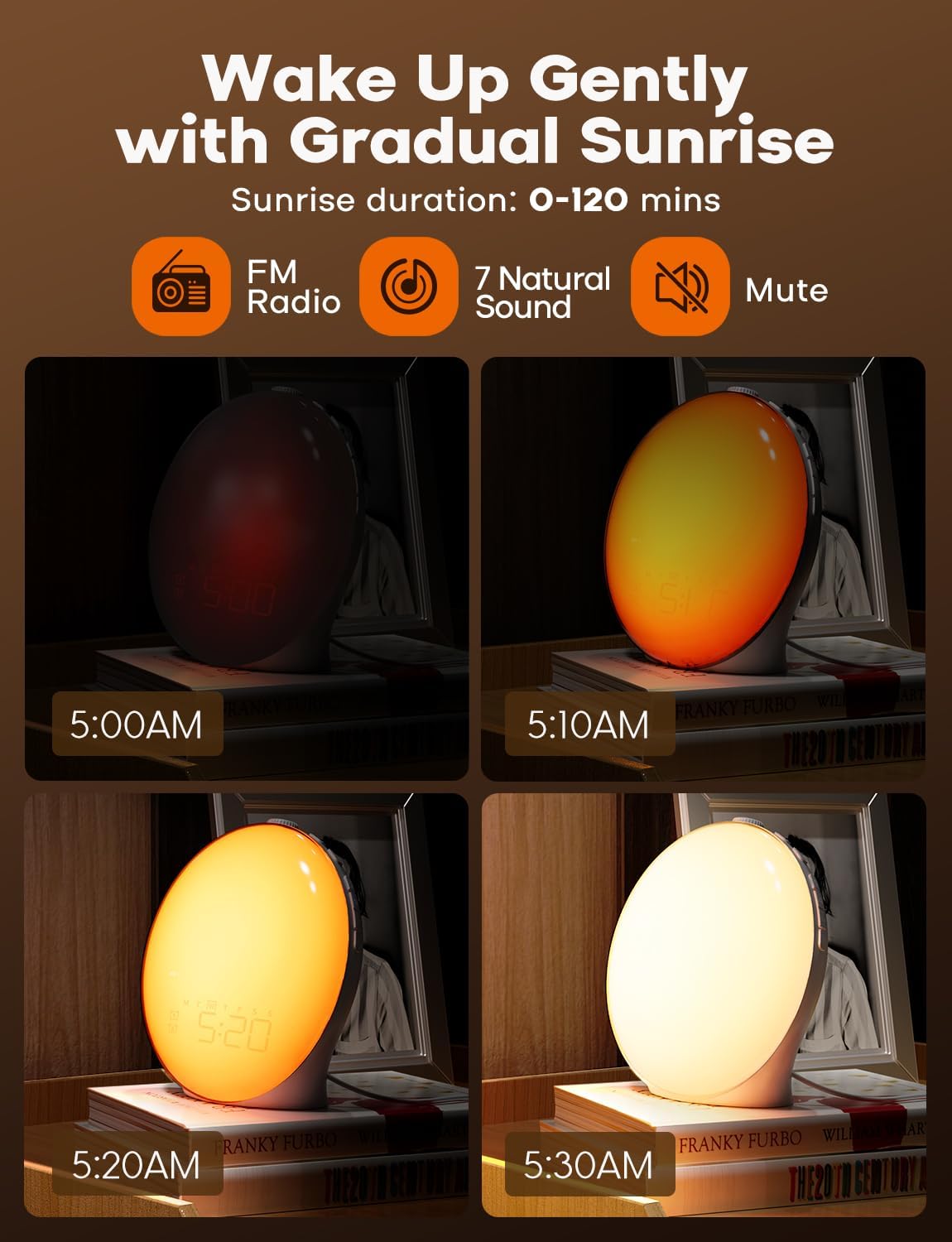 Mosrugs | GlowRise Natural Wake-Up Light Alarm Clock with Sunrise & Sunset Simulation