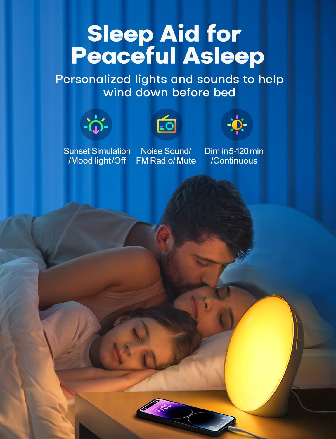 Mosrugs | GlowRise Natural Wake-Up Light Alarm Clock with Sunrise & Sunset Simulation