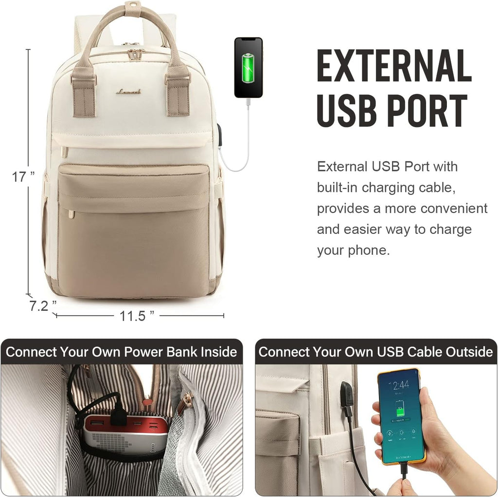 Mosrugs | Women’s Waterproof Laptop Backpack with USB Charging – Stylish 17-Inch Work, School & Travel Bag