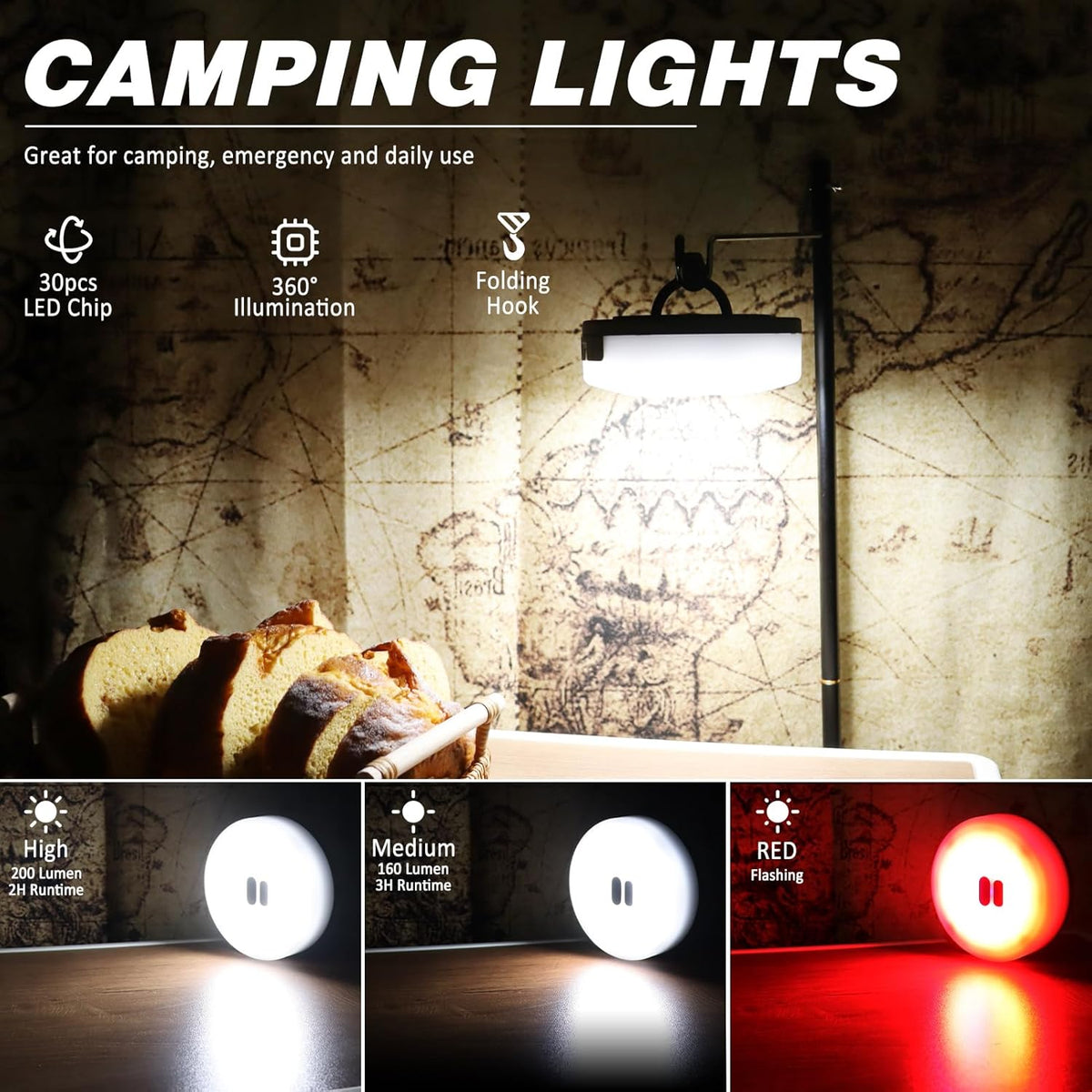 Mosrugs | Portable LED Camping String Light – USB Rechargeable Waterproof Fairy Lights for Outdoor & Indoor Use (10m)