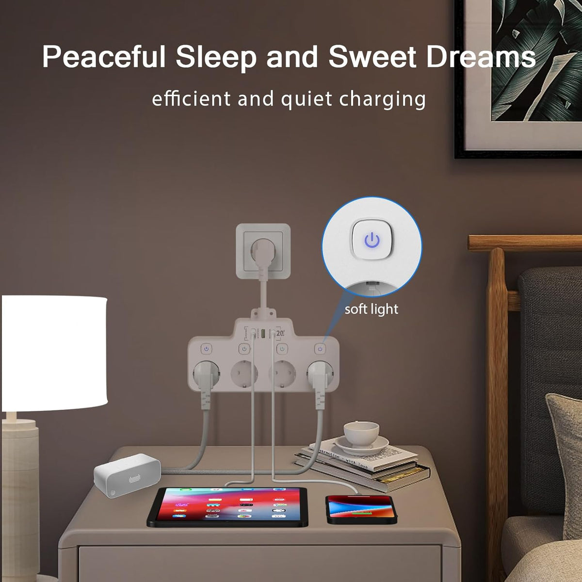 Mosrugs | Swivel Wall-Mounted Power Strip with Independent Switches – 3 Outlets + 2 USB-A + 1 USB-C Ports
